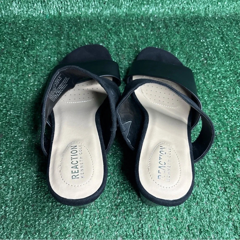 NEW - KENNETH COLE Womens Black Maisie Wedge Slip On Vegan Leather‎ Size 10 M